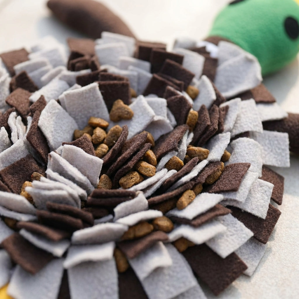 Kibble hidden in the felt folds